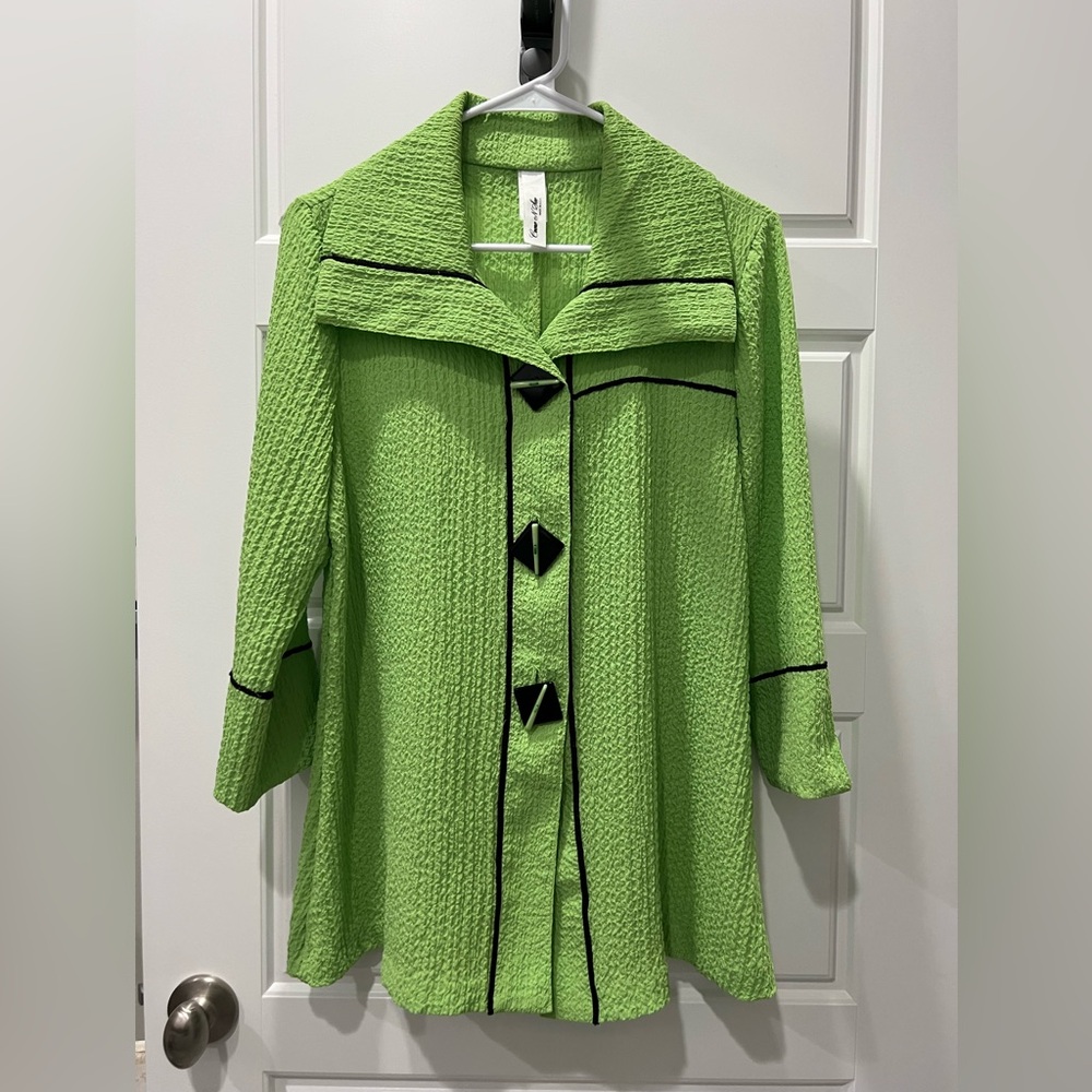Come and See Brand Bright Green Textured Fabric Tunic